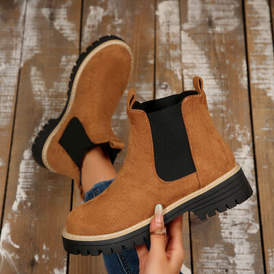Round Toe Block Heels Boots — boutique shoes from Luxe Loom