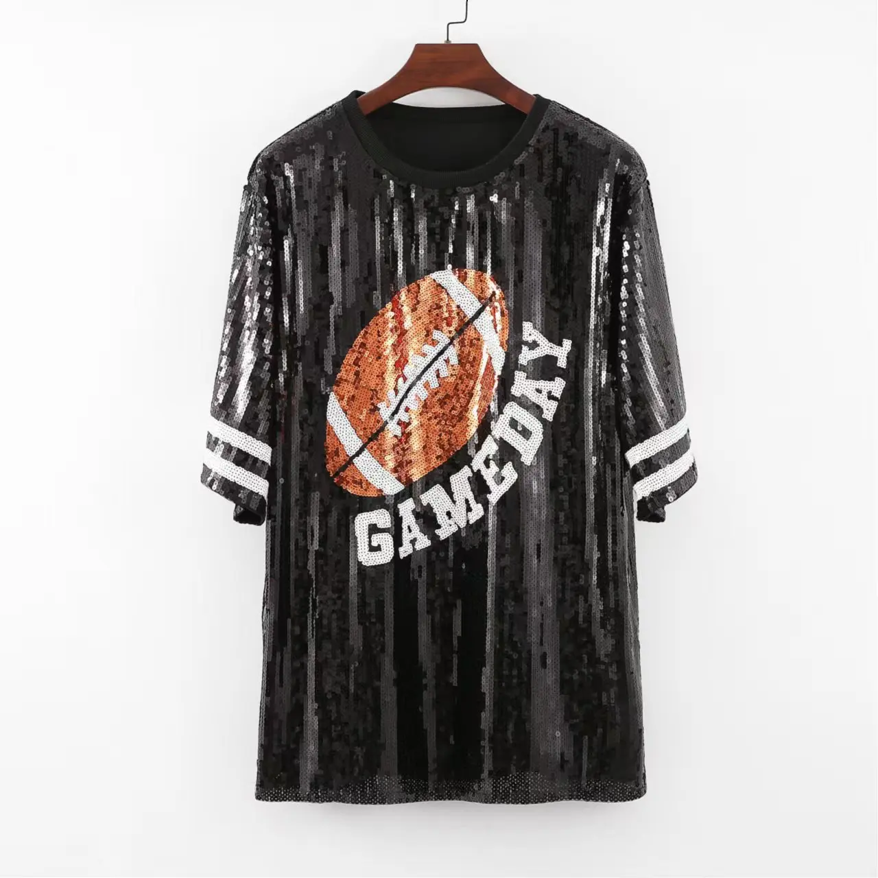 Sequin football jersey dress from the Luxe Loom Game Day collection